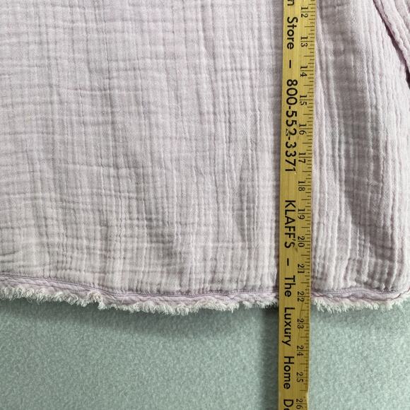 EILEEN FISHER Top XS Organic Cotton Crinkle Gauze Fringed 3/4 Sleeve Pink - Picture 10 of 12